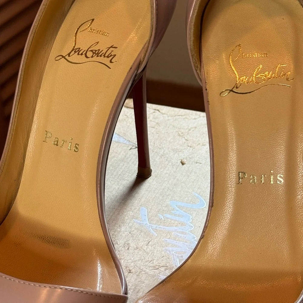 Authentic Christian Louboutin 37 Blush Pink/Taupe high heels - Picture 9 of 16